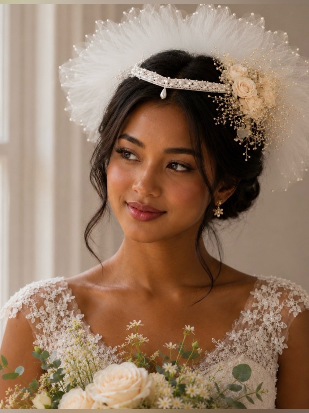 💝💝True Vintage Ivory Colored Bridal Headpiece